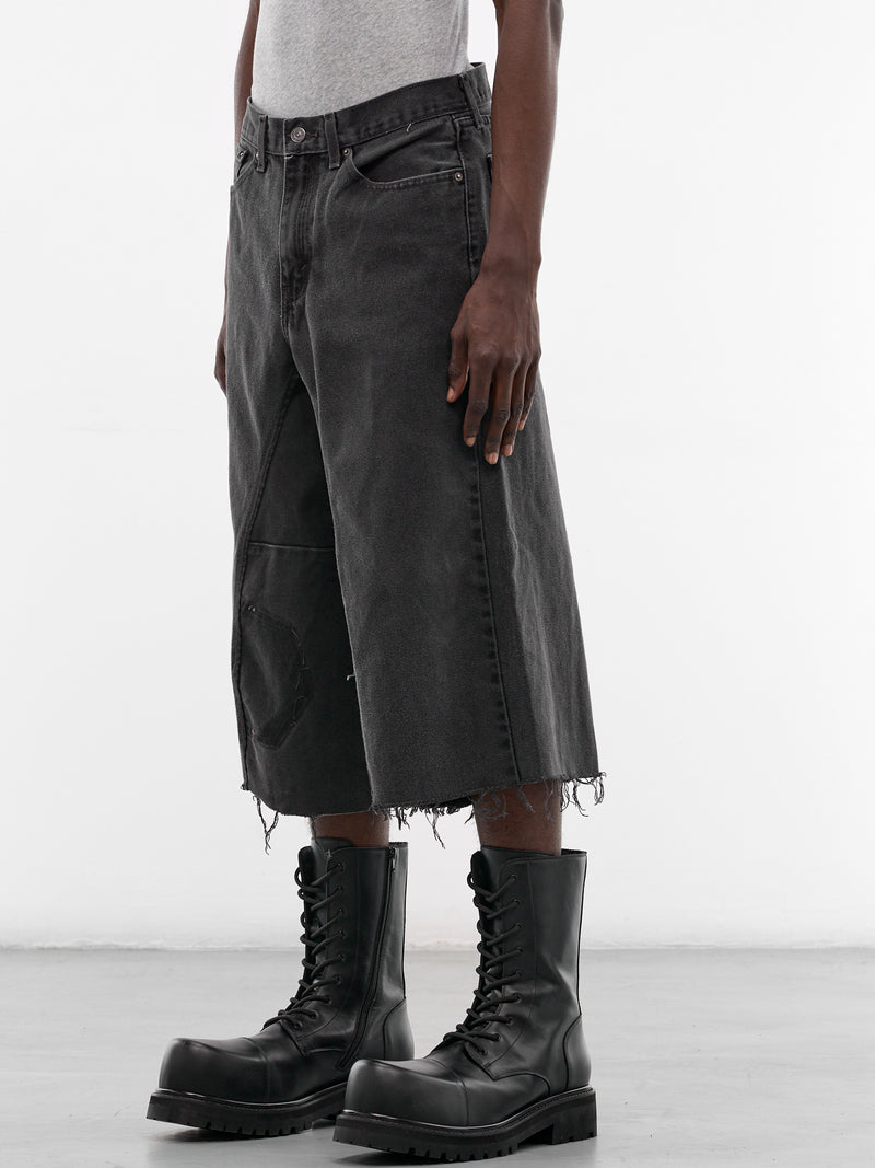 Black Distressed Denim NBHD Shorts (JJ-002-27-BLACK)