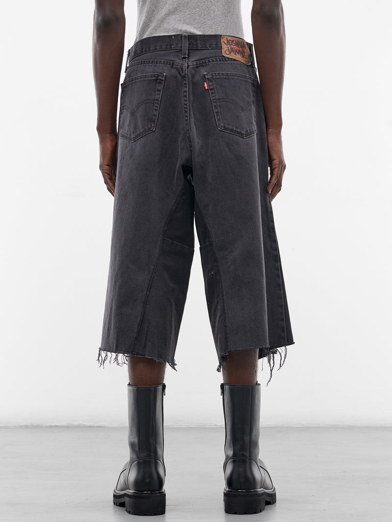 Black Distressed Denim NBHD Shorts (JJ-002-27-BLACK)