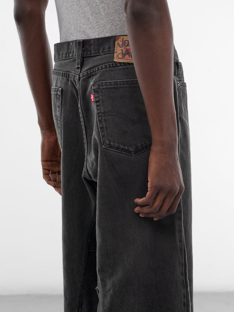 Black Distressed Denim NBHD Shorts (JJ-002-27-BLACK)