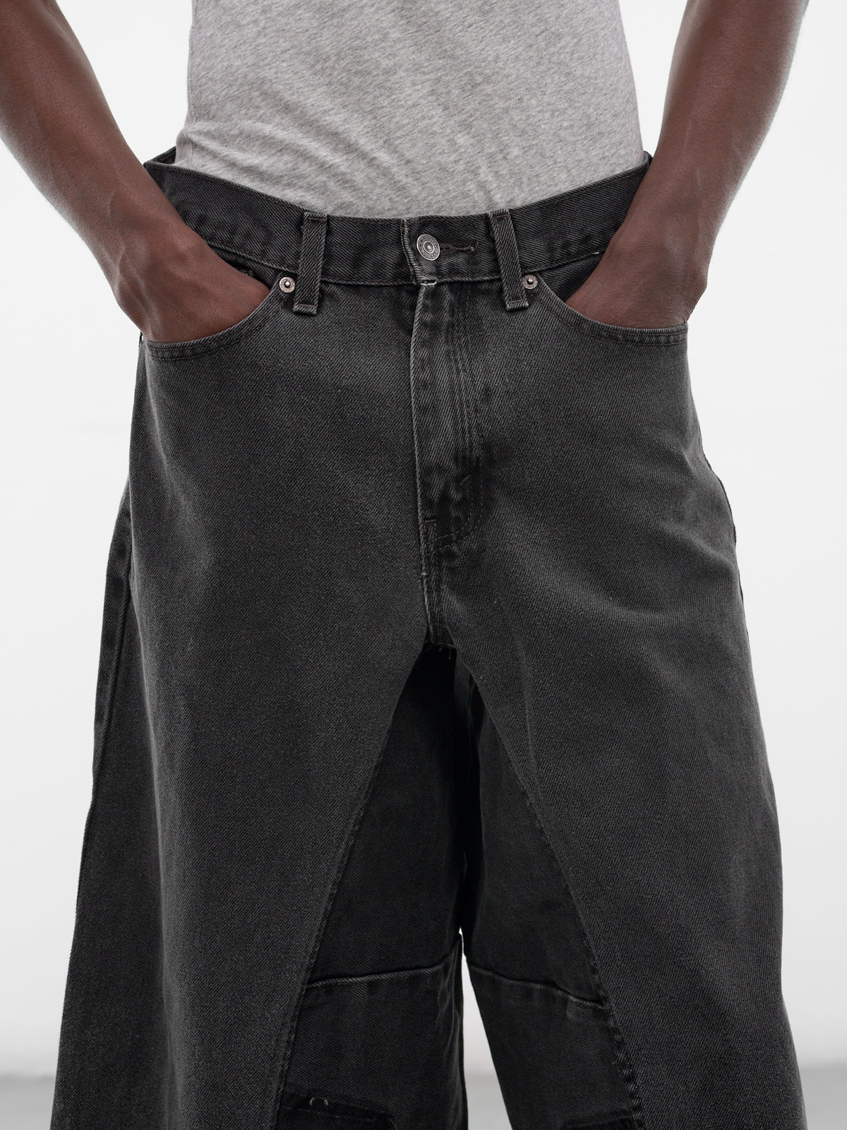 Black Distressed Denim NBHD Shorts (JJ-002-27-BLACK)