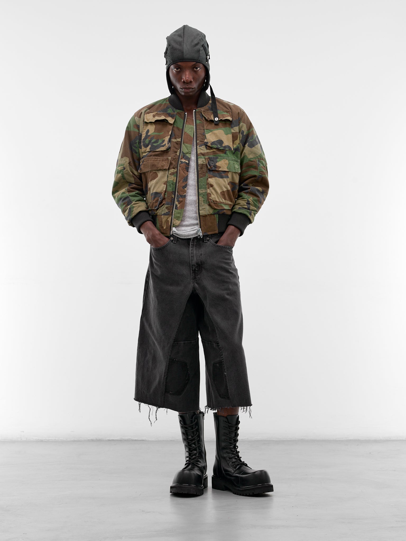Black Distressed Denim NBHD Shorts (JJ-002-27-BLACK)
