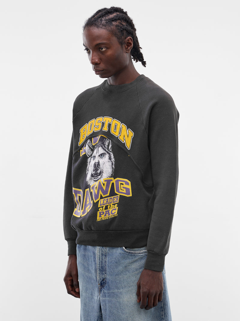 Black Upcycled Wave Graphic Sweatshirt (JJ-002-38-BLACK)