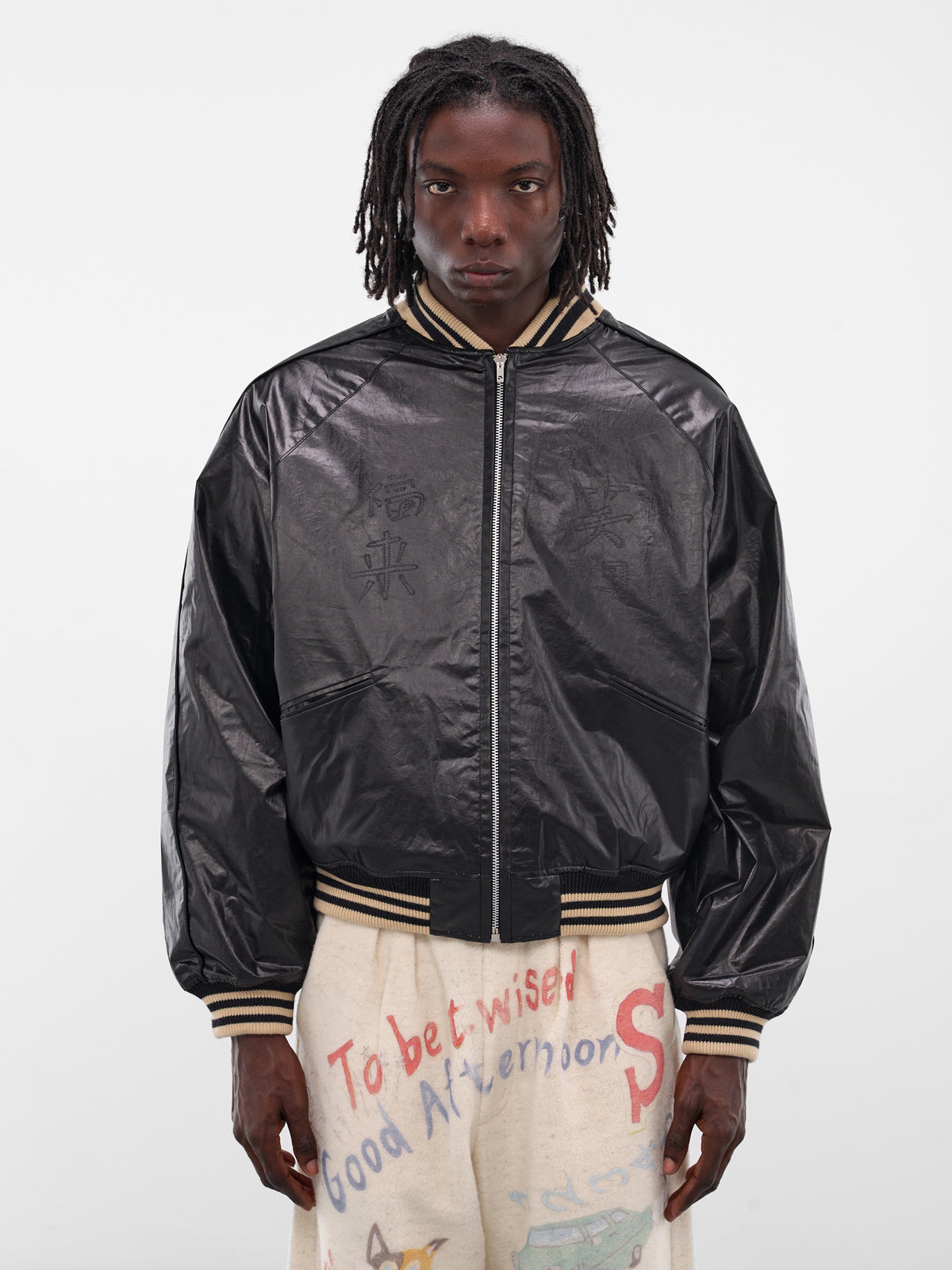 Black Reversible Graphic Souvenir Jacket (JK-SV-NGA-1003-BLACK)