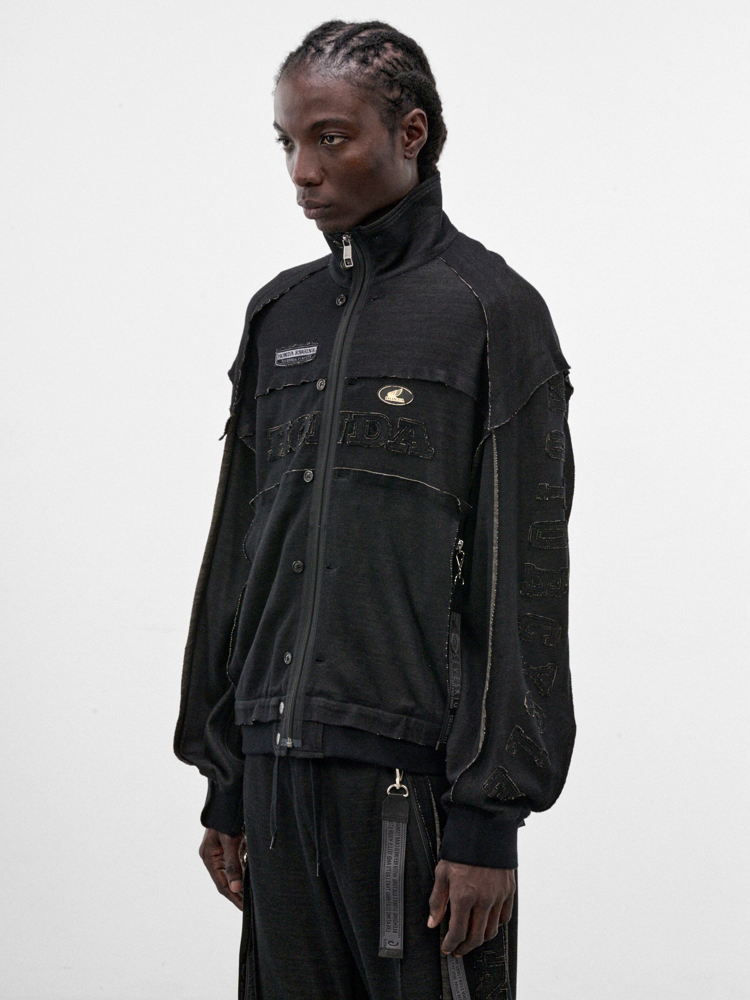Black Deconstructed Honda Jacket (JK-SV-NRA-1004-BLACK)