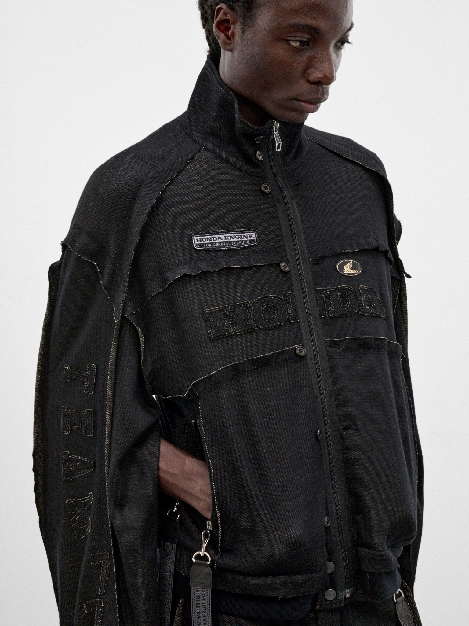 Black Deconstructed Honda Jacket (JK-SV-NRA-1004-BLACK)