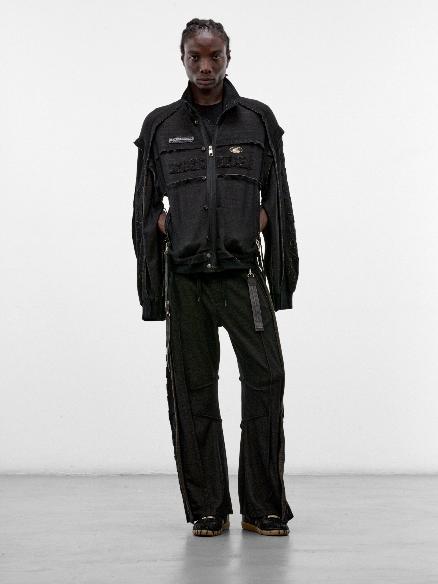 Black Deconstructed Honda Track Pants (PT-SV-NRA-1007 -BLACK)