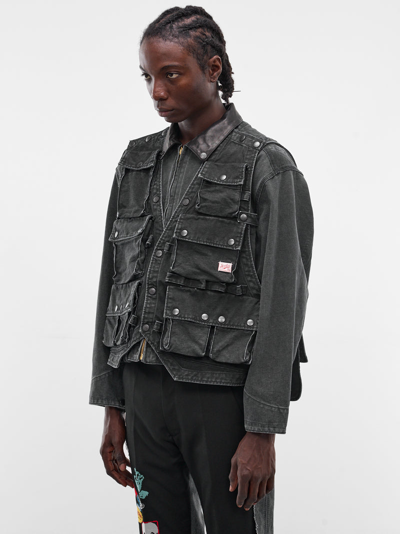 Layered Cargo Vest Skate Jacket (JK-SV-NRS-1001-BLACK)