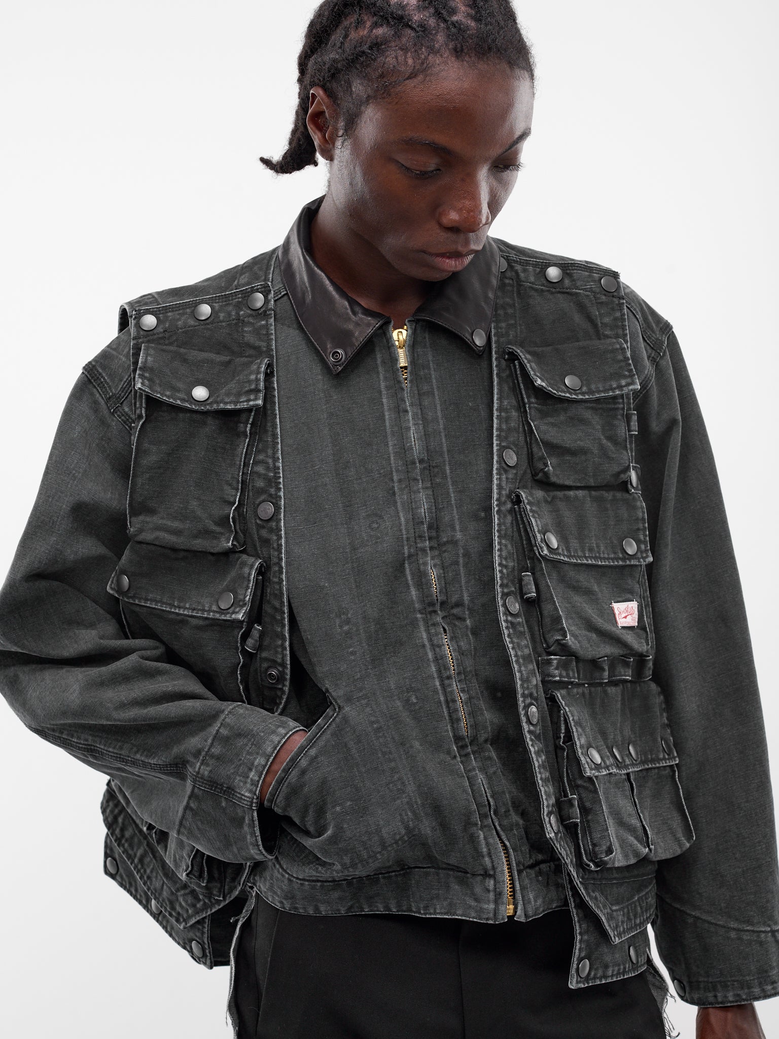 Layered Cargo Vest Skate Jacket (JK-SV-NRS-1001-BLACK)