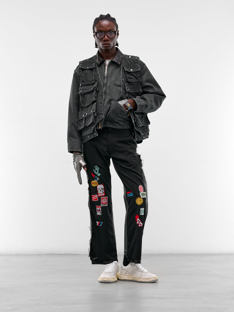 Deconstructed Suiting Denim Graphic Pants (PT-SV-NRS-1006-BLACK)