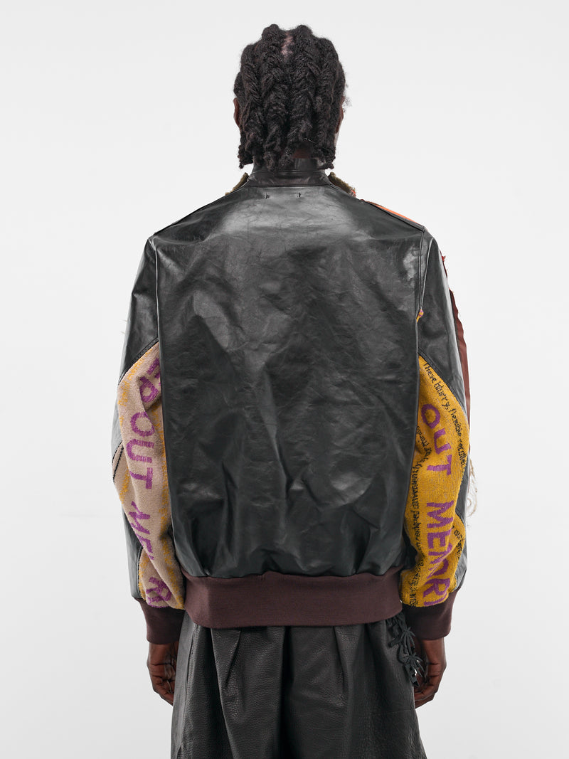 Deconstructed Combo Leather Bomber Jacket (JK-SV-NRS-1005-KHAKI)