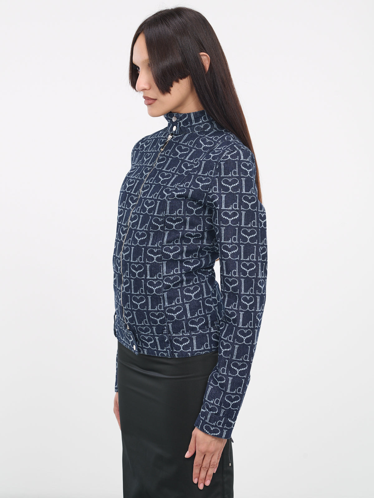 Blue Denim Monogram Track Jacket (JK001UDEN002-INDIGO-MONOGRAM)