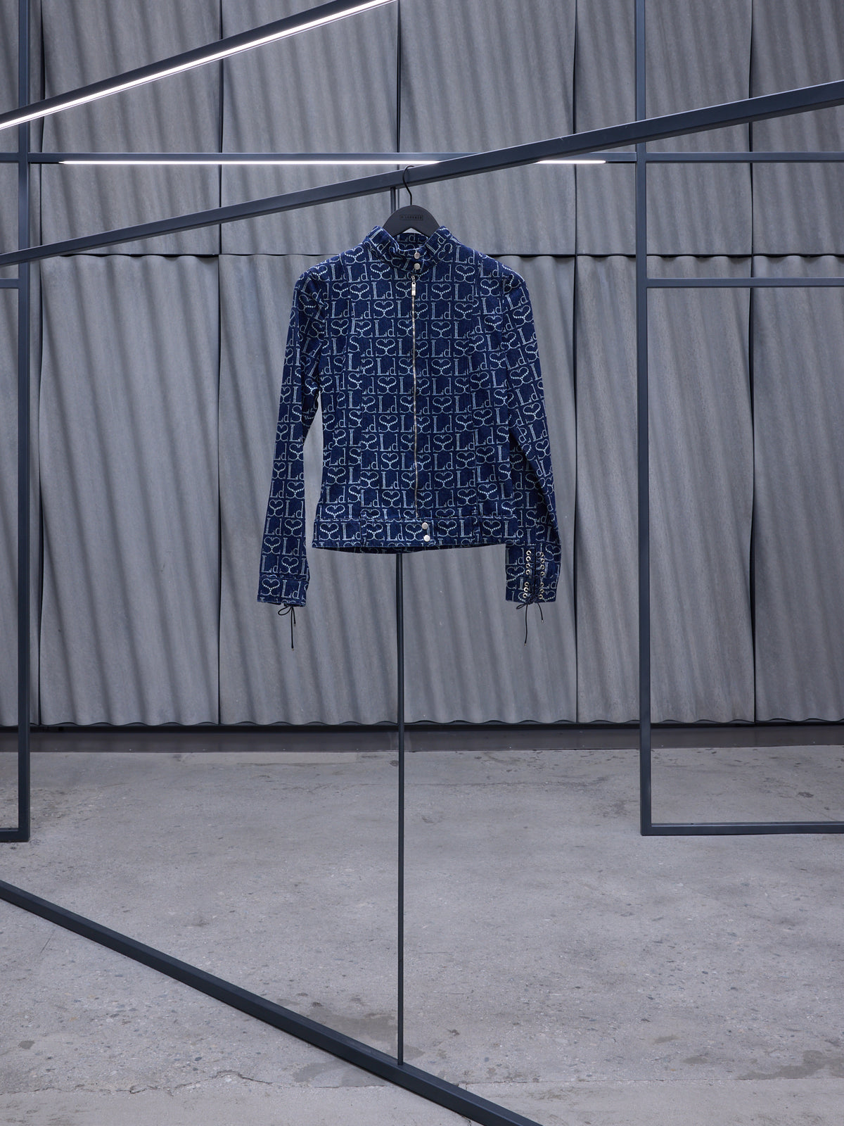 Blue Denim Monogram Track Jacket (JK001UDEN002-INDIGO-MONOGRAM)