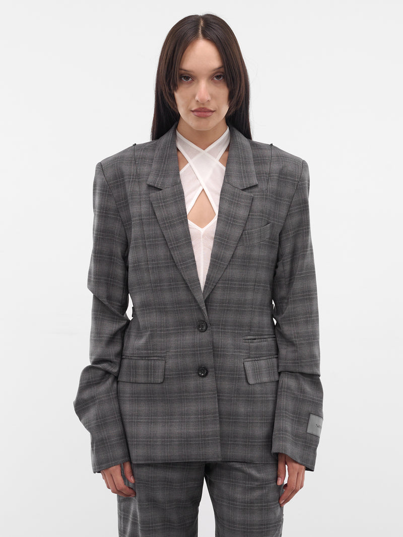 Gray Breakfast Plaid Wool Blazer (JK02-W19-P93-CHARCOAL-CHECK)