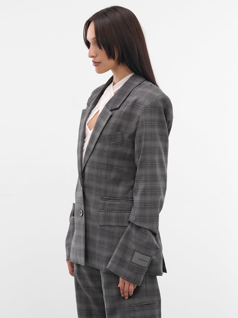 Gray Breakfast Plaid Wool Blazer (JK02-W19-P93-CHARCOAL-CHECK)