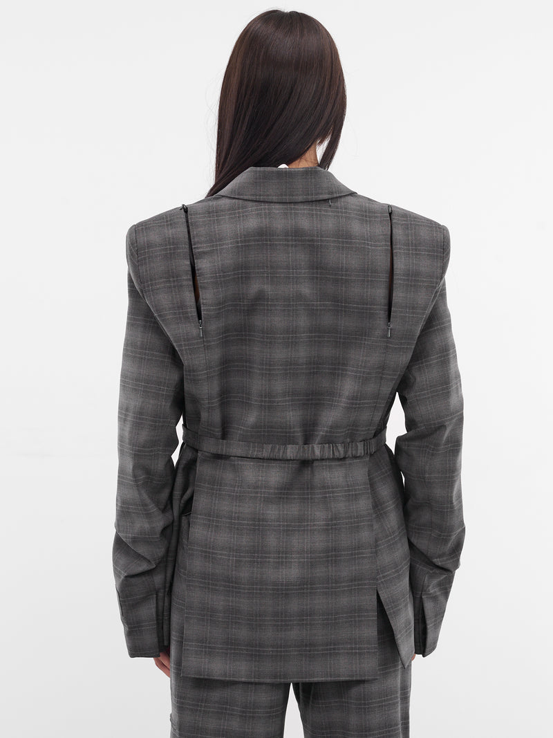 Gray Breakfast Plaid Wool Blazer (JK02-W19-P93-CHARCOAL-CHECK)
