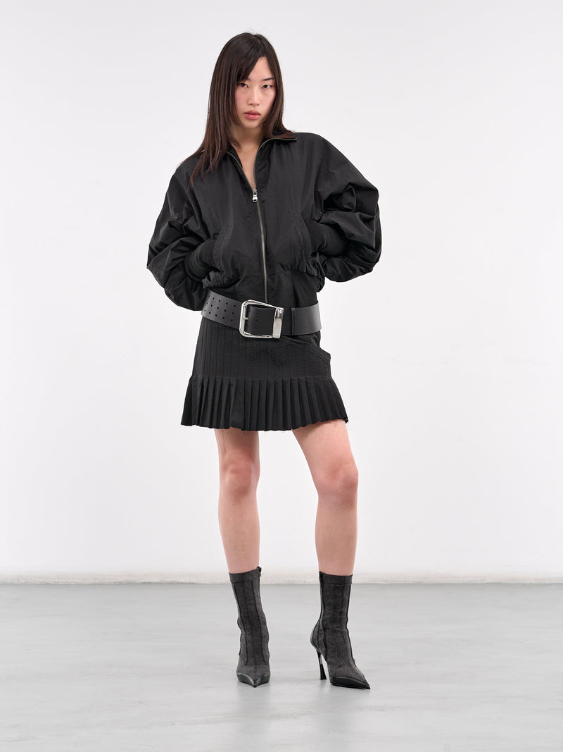 Pleated Mini Skirt (SK02-1-BLACK)