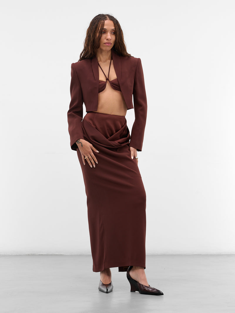 Burgundy Paneled Bustier Top (AS05T1BR450-REDDISH-BROWN)