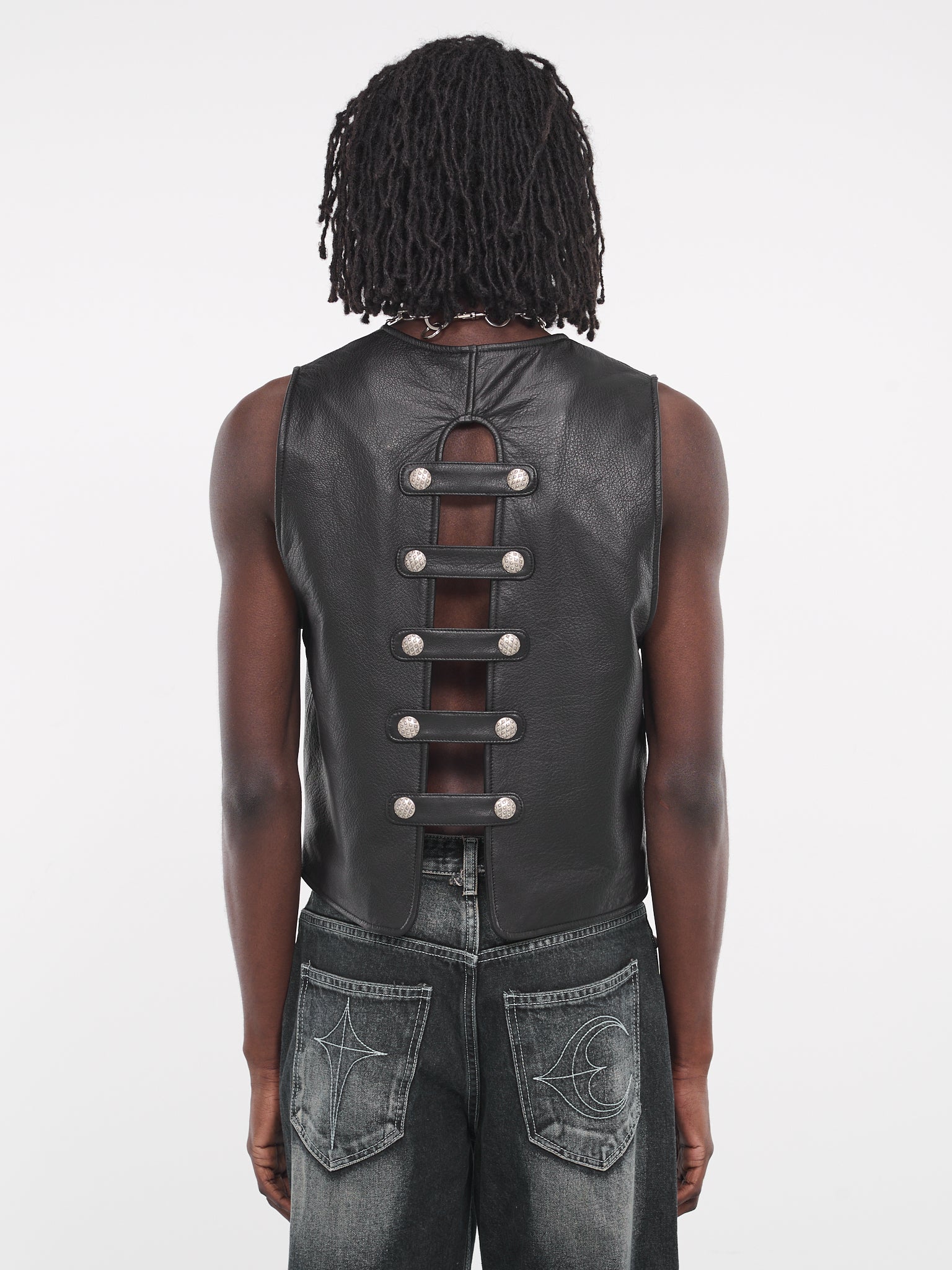 Goat Skin Leather Vest (JK0503-BLACK)