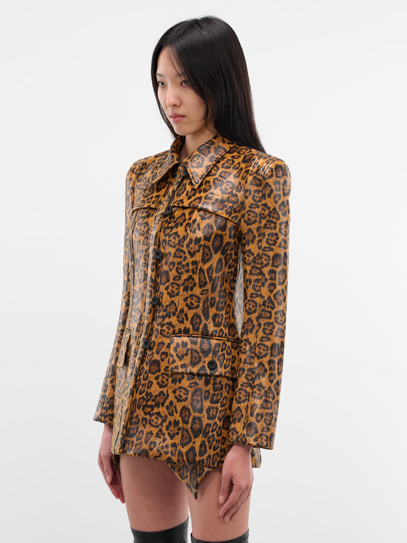 Leopard Print Coated Jacket (JK06-BROWN)