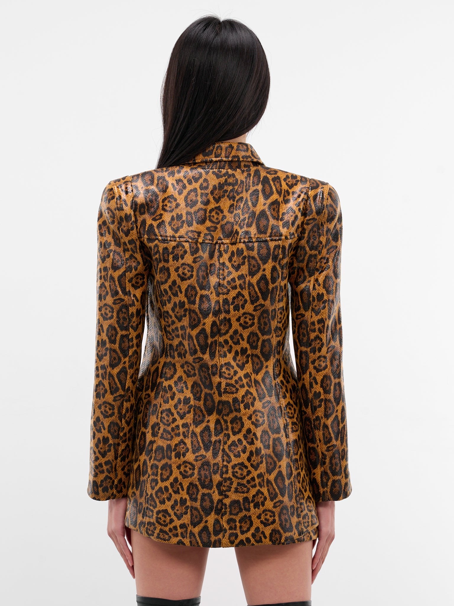 Leopard Print Coated Jacket (JK06-BROWN)