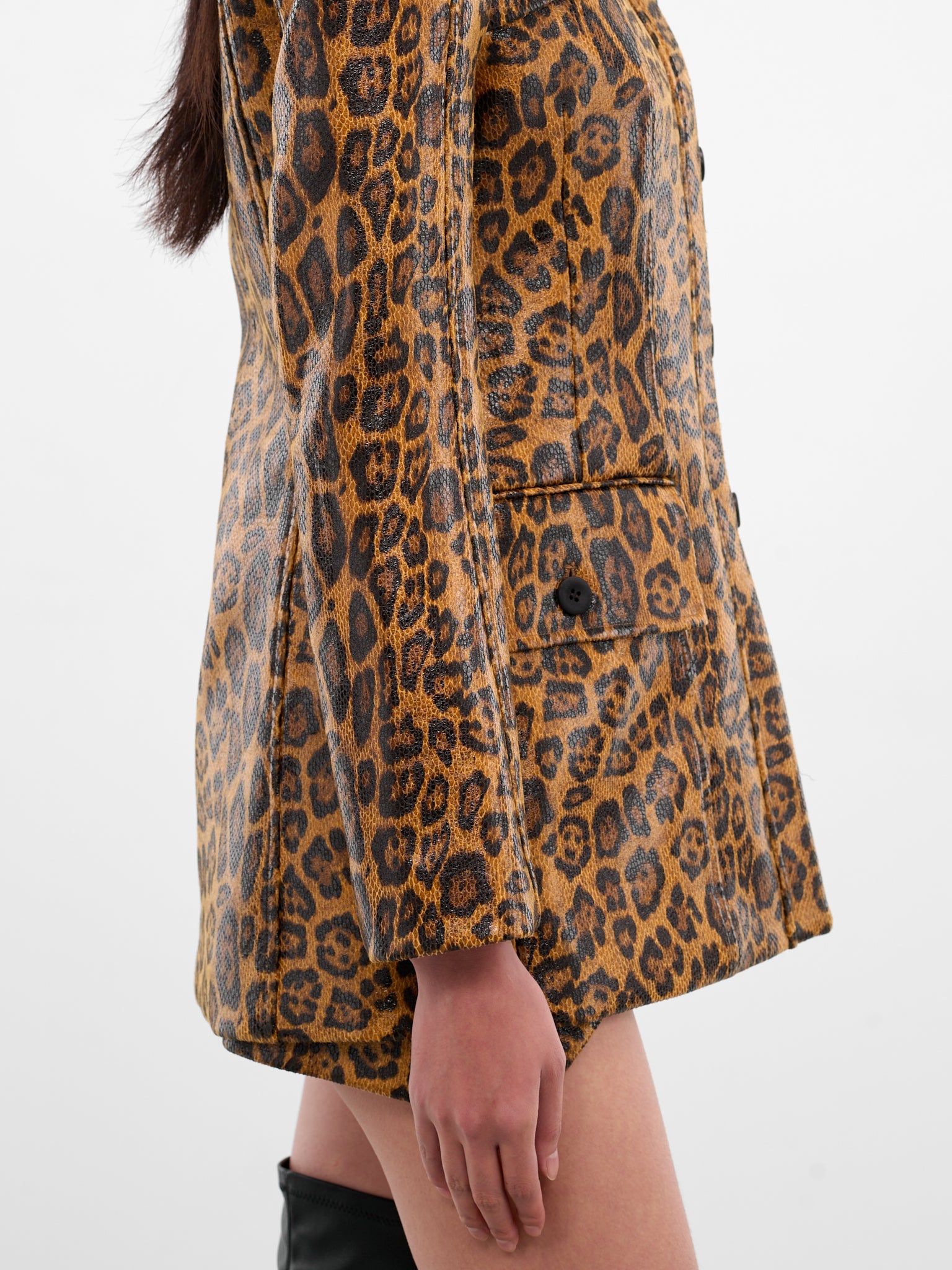 Leopard Print Coated Jacket (JK06-BROWN)