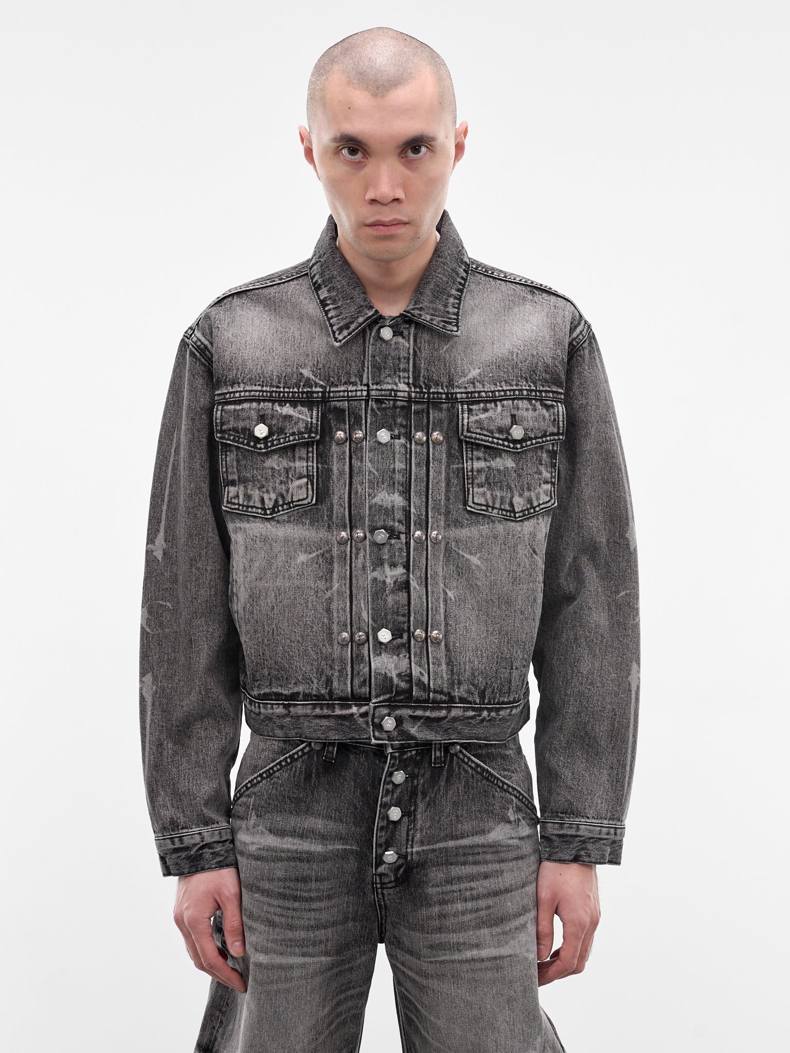 Black Spine Laser Denim Jacket (JK0702-BLACK)