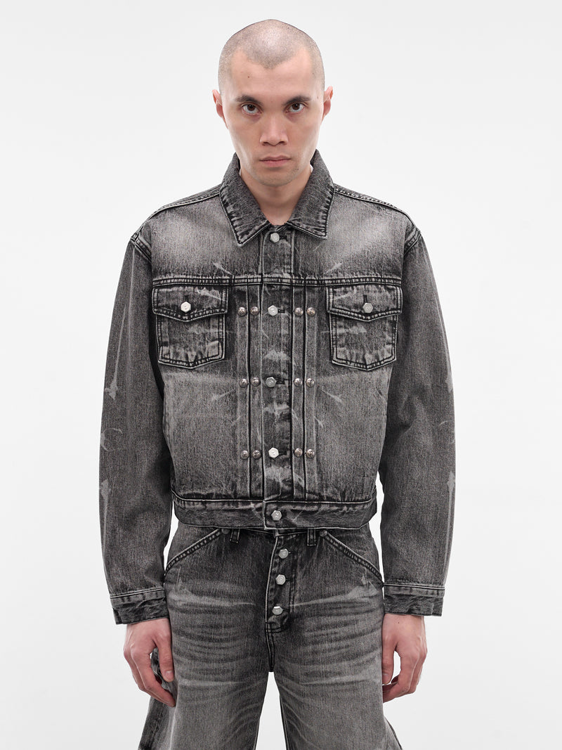 Black Spine Laser Denim Jacket (JK0702-BLACK)