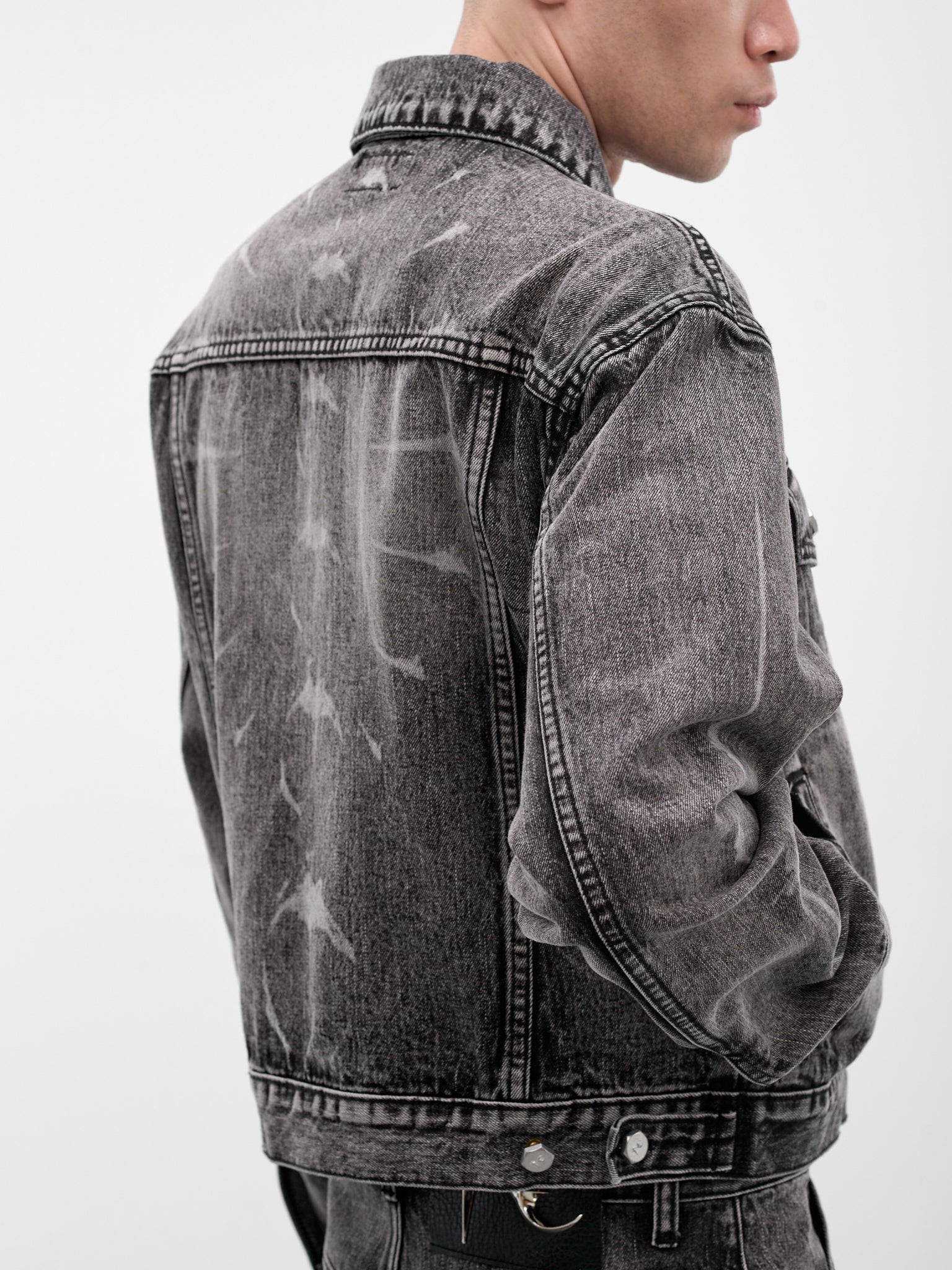 Black Spine Laser Denim Jacket (JK0702-BLACK)