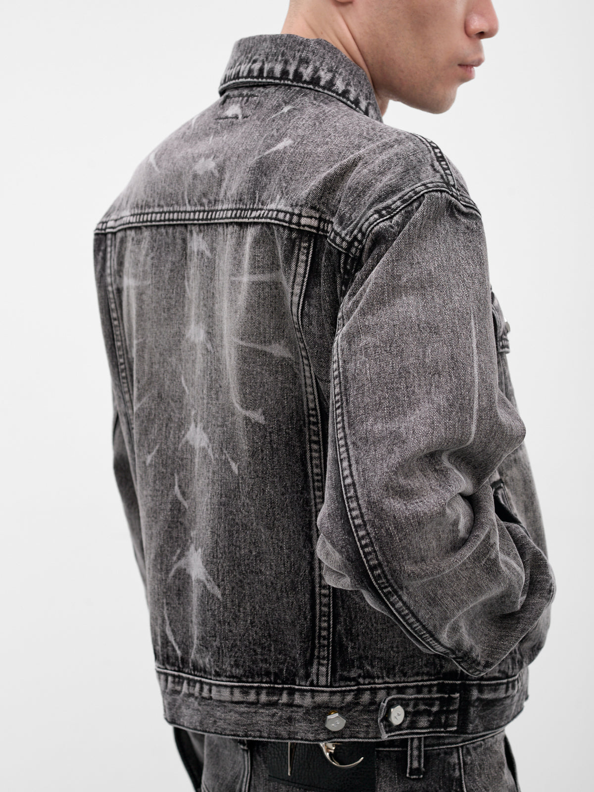 Black Spine Laser Denim Jacket (JK0702-BLACK)