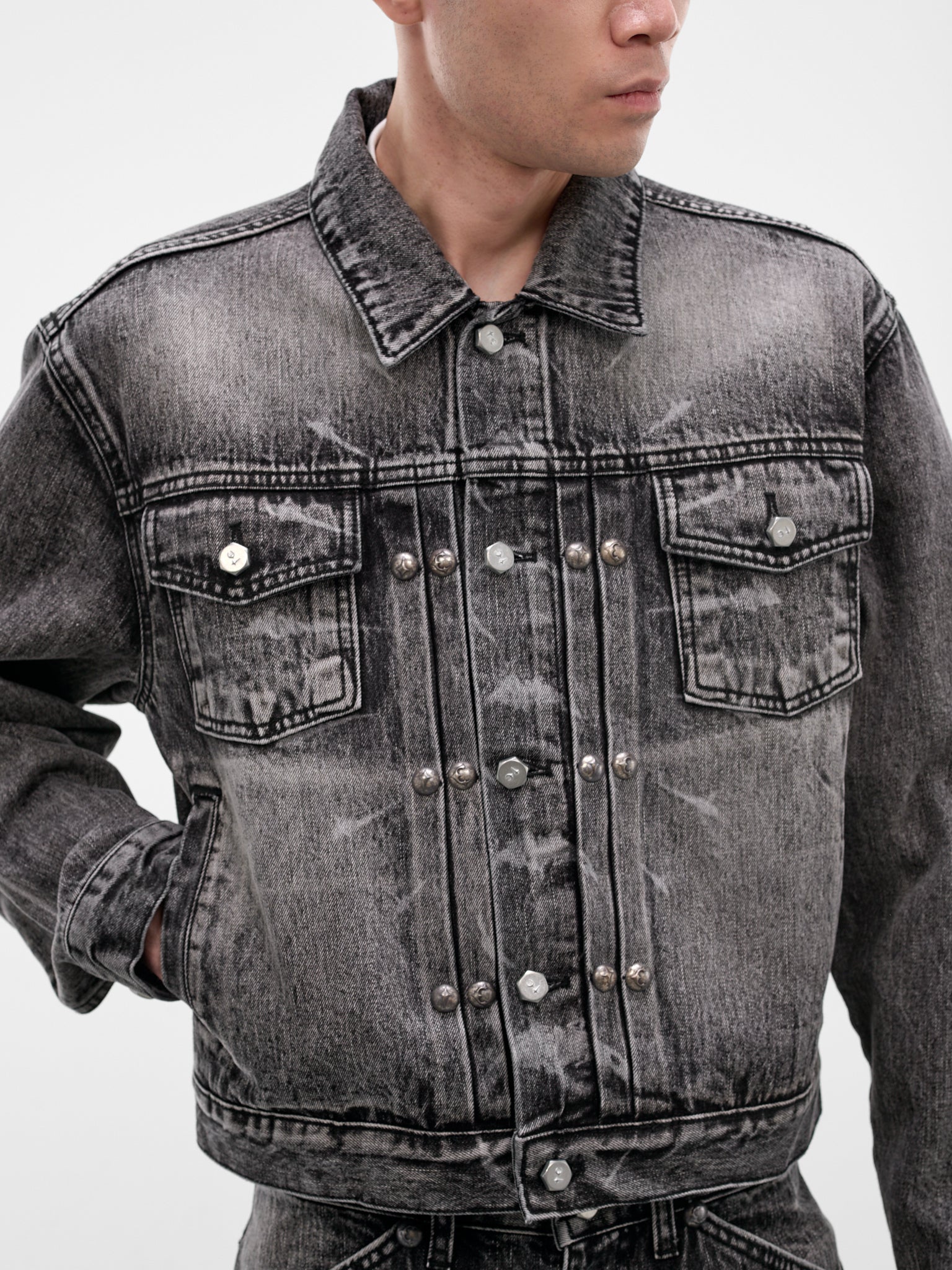 Black Spine Laser Denim Jacket (JK0702-BLACK)
