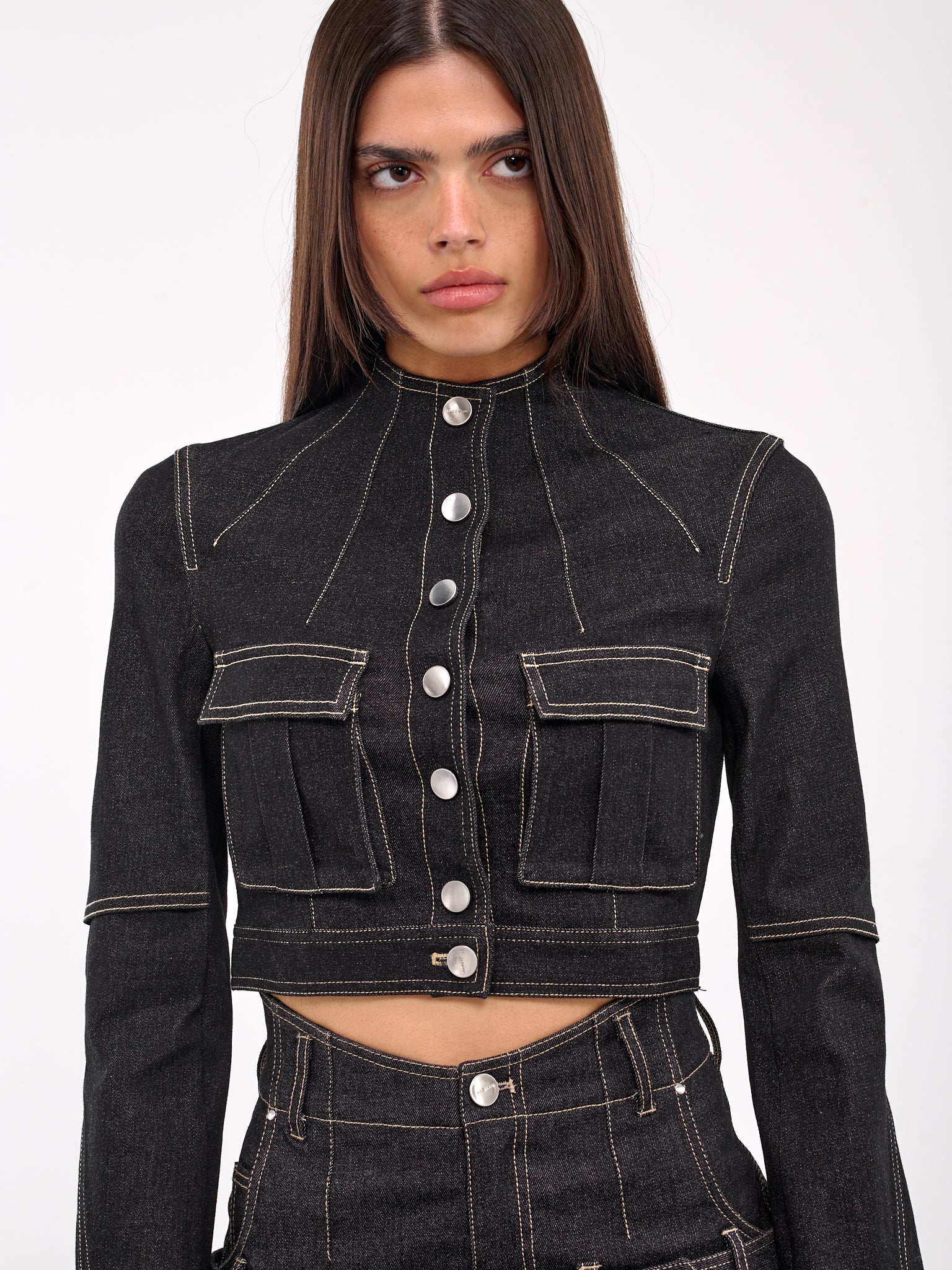 Retro Cropped Denim Jacket (JK07C1BL900-BLACK)