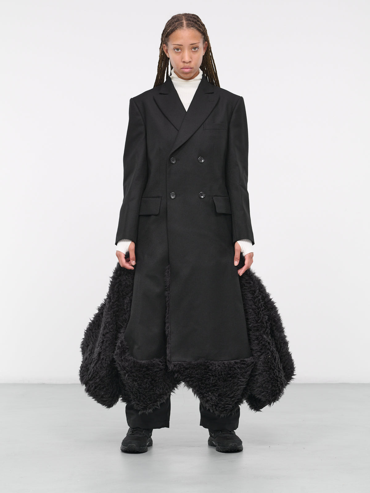 Faux Shearling Ruffled Overcoat (JL-C017-051-BLACK-BLACK)