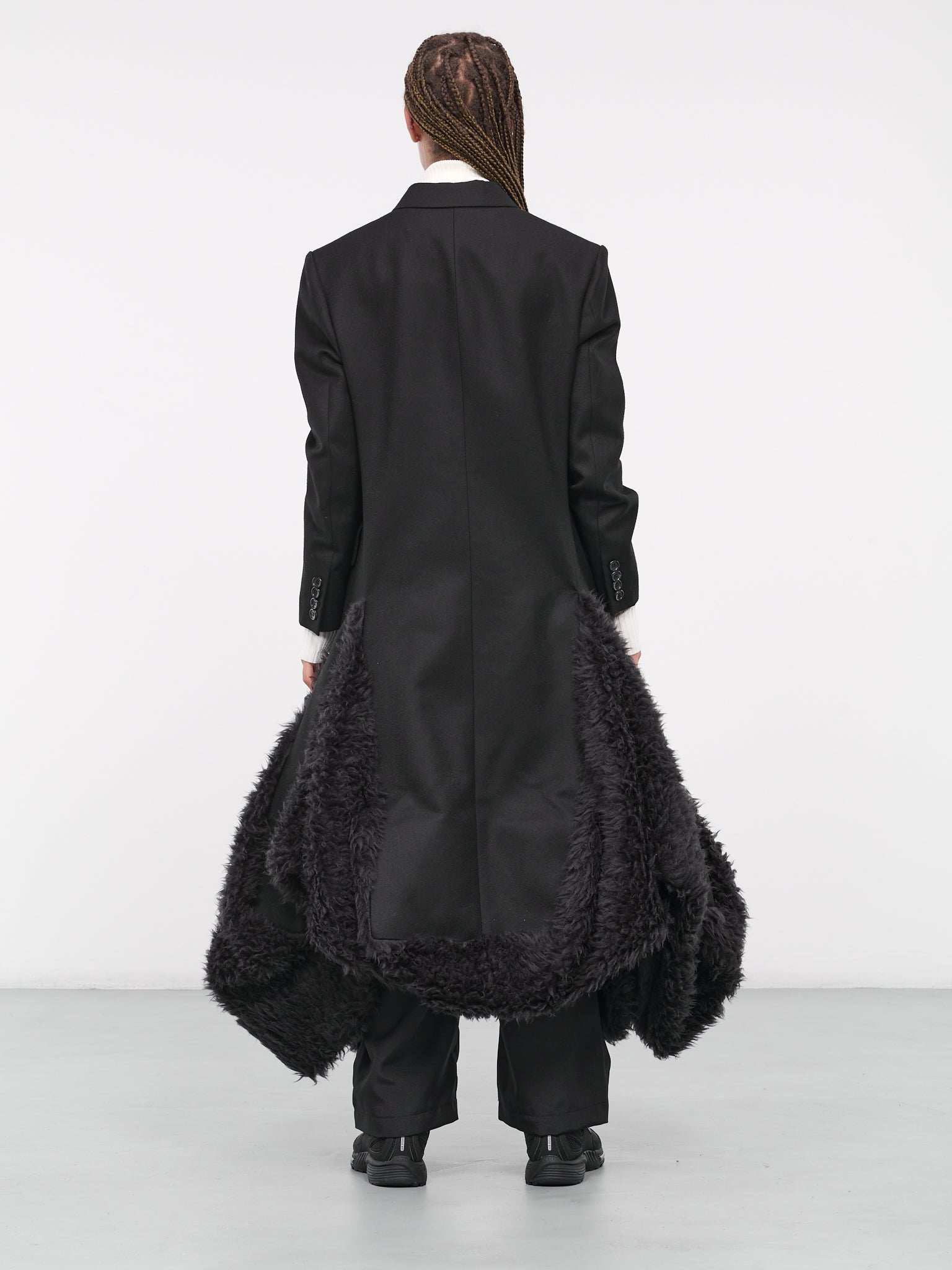 Faux Shearling Ruffled Overcoat (JL-C017-051-BLACK-BLACK)
