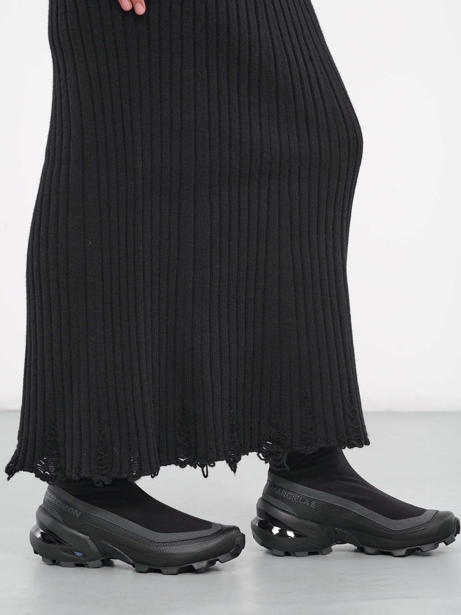 Distressed Rib Knit Dress (JL-N020-051-BLACK)