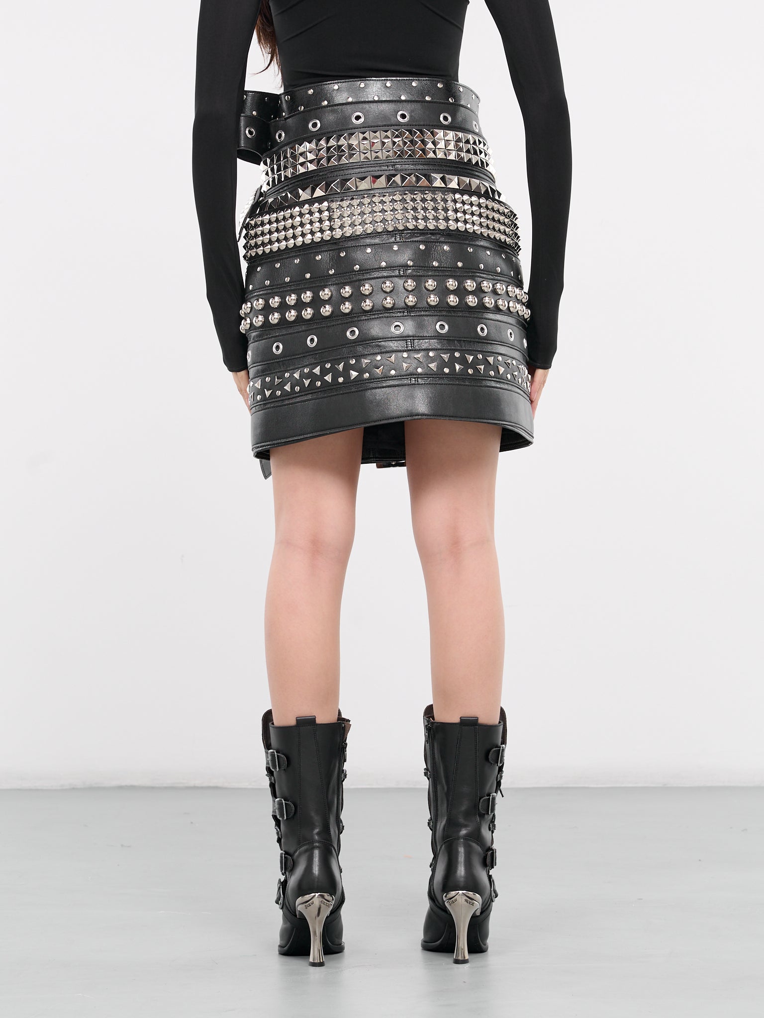 Layered Belt Skirt (JM-S004-051-BLACK-SILVER)