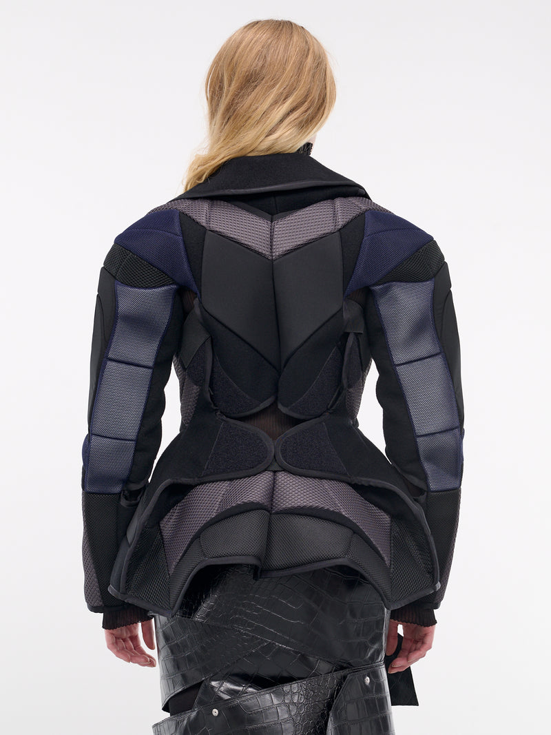 Black Technical Patchwork Padded Blazer (JN-J011-051-BLACK-GREY)