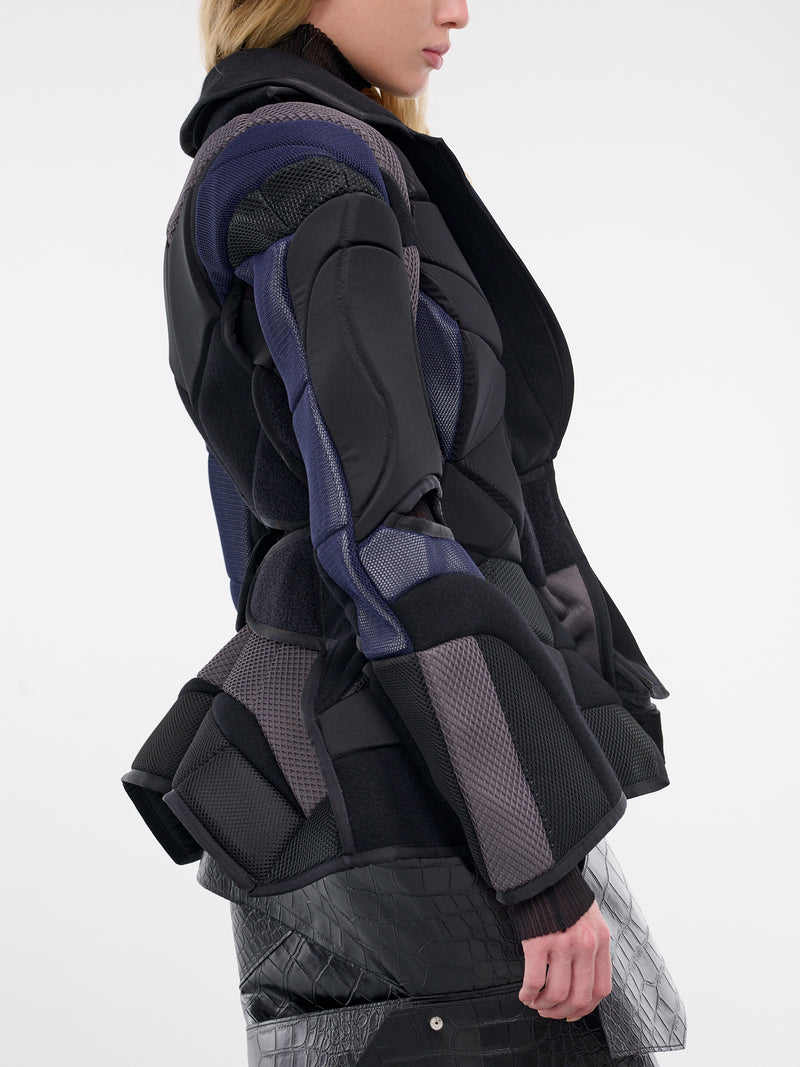 Black Technical Patchwork Padded Blazer (JN-J011-051-BLACK-GREY)