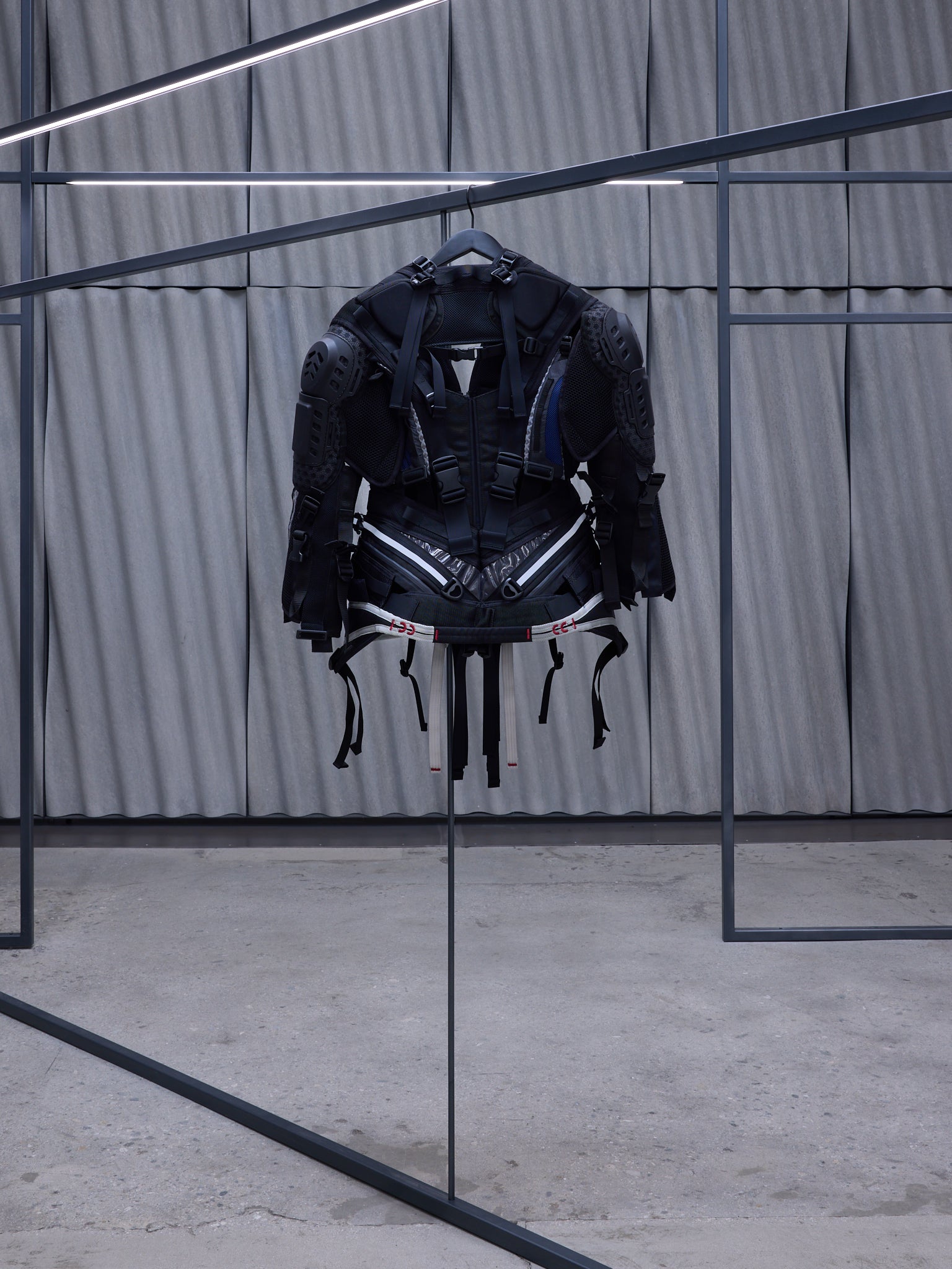 Black Utilitarian Buckle Padded Jacket (JO-J016-BLACK)