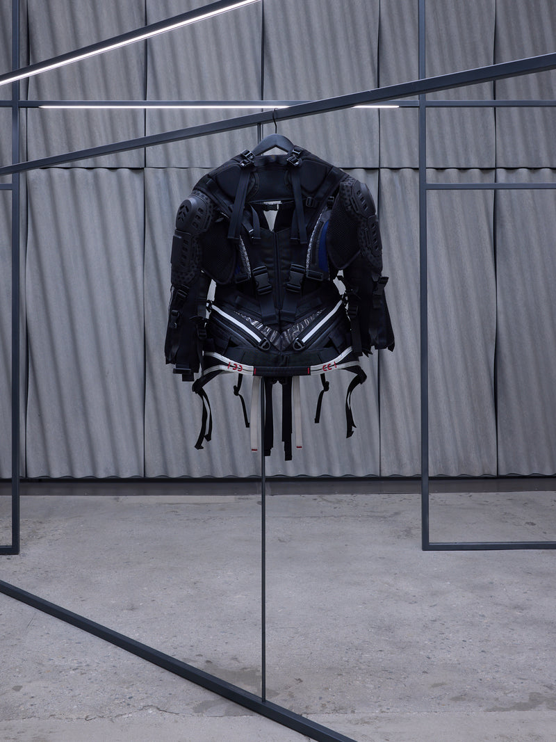 Black Utilitarian Buckle Padded Jacket (JO-J016-BLACK)