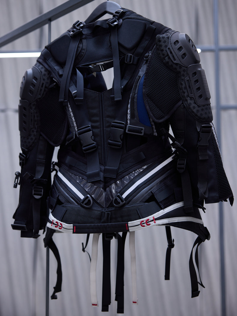 Black Utilitarian Buckle Padded Jacket (JO-J016-BLACK)