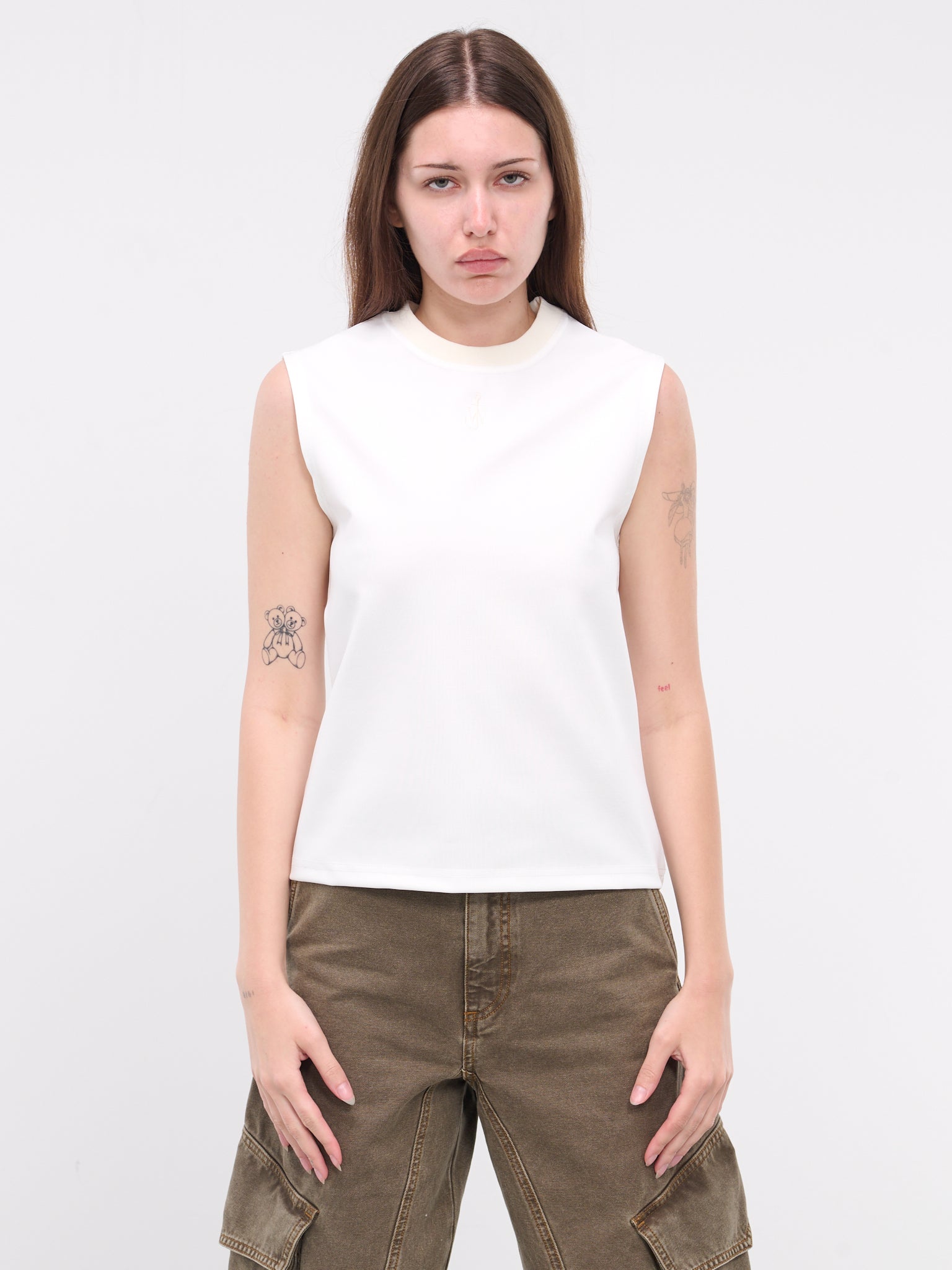 Anchor Embroidery Tank Top (JO0216-PG0999-WHITE)
