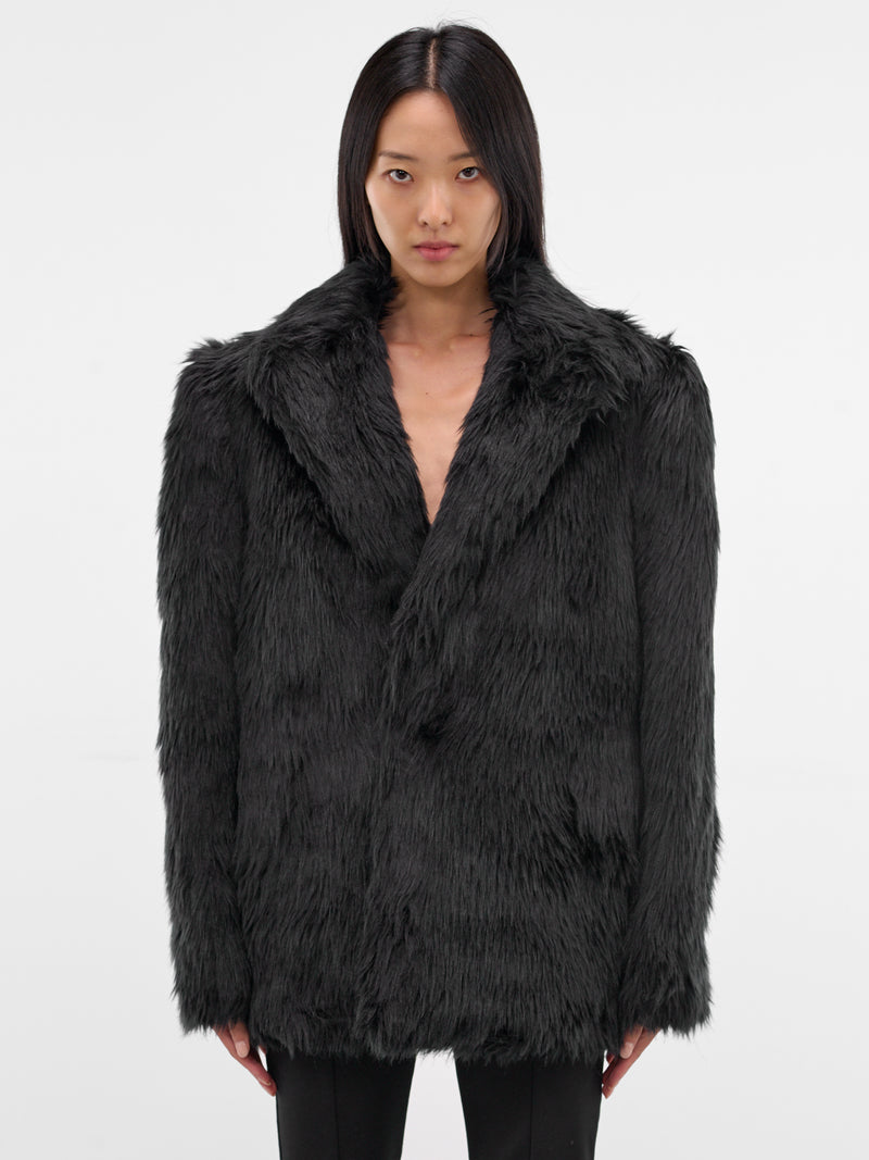 Black Oversized Faux Fur Blazer (JP-J018-BLACK)