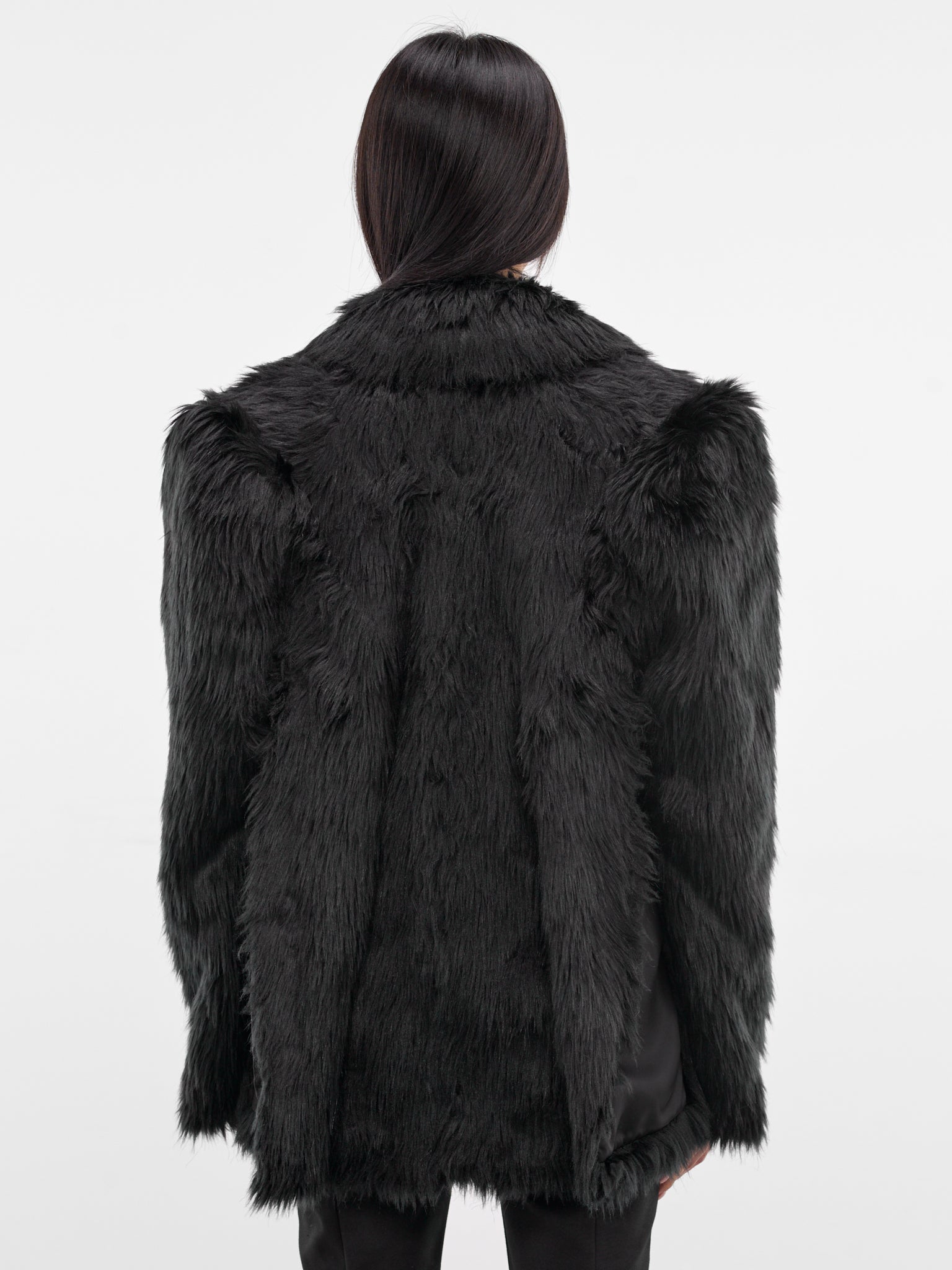 Black Oversized Faux Fur Blazer (JP-J018-BLACK)