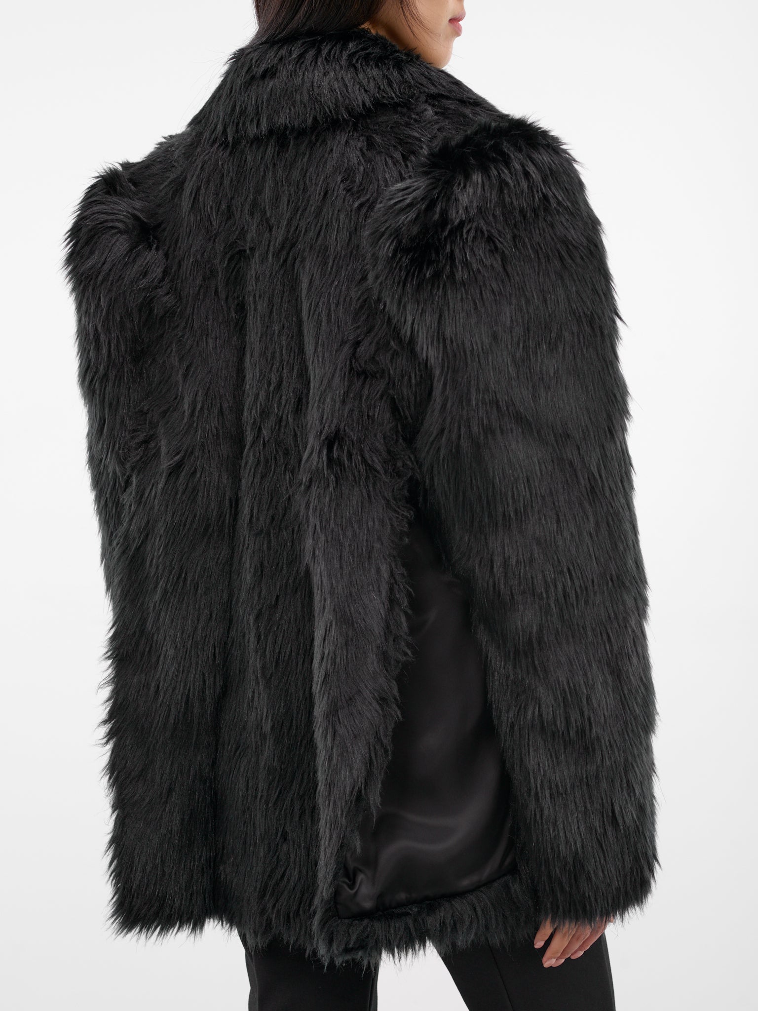 Black Oversized Faux Fur Blazer (JP-J018-BLACK)