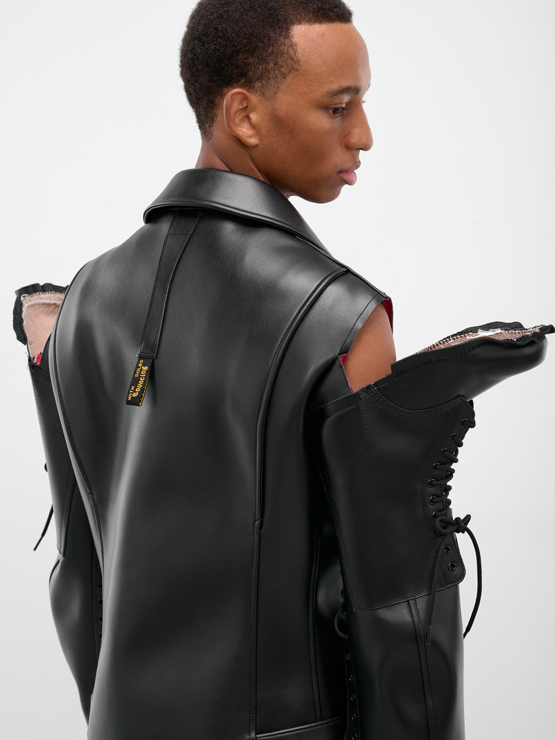 Black Deconstructed Boots Biker Jacket (JP-J102-051-1-BLACK)