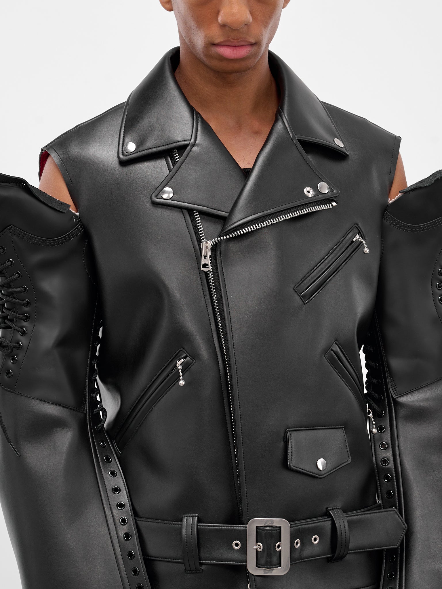 Black Deconstructed Boots Biker Jacket (JP-J102-051-1-BLACK)