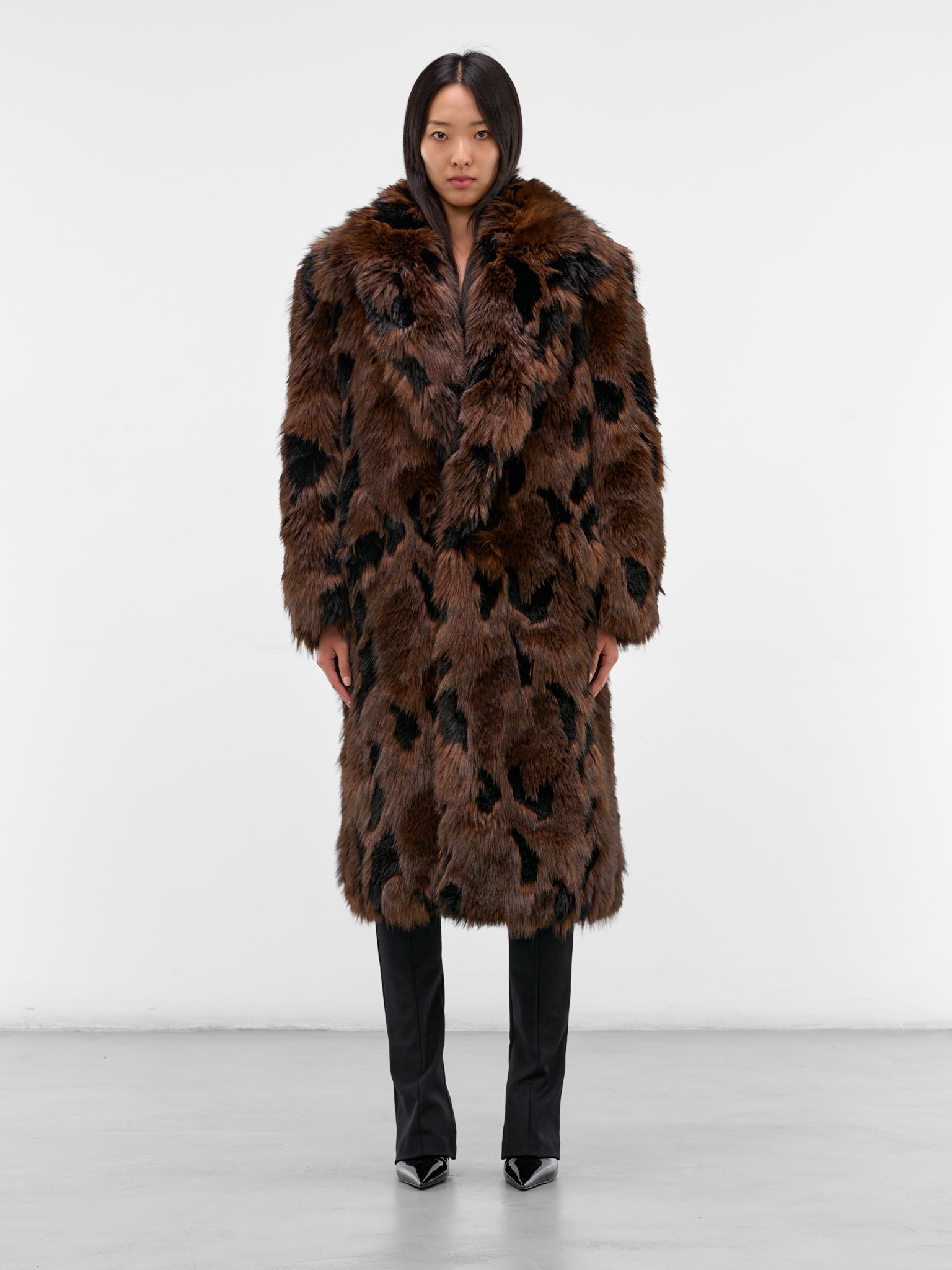 Brown Animalier Faux Fur Coat (JP-C008-BLACK-BROWN)