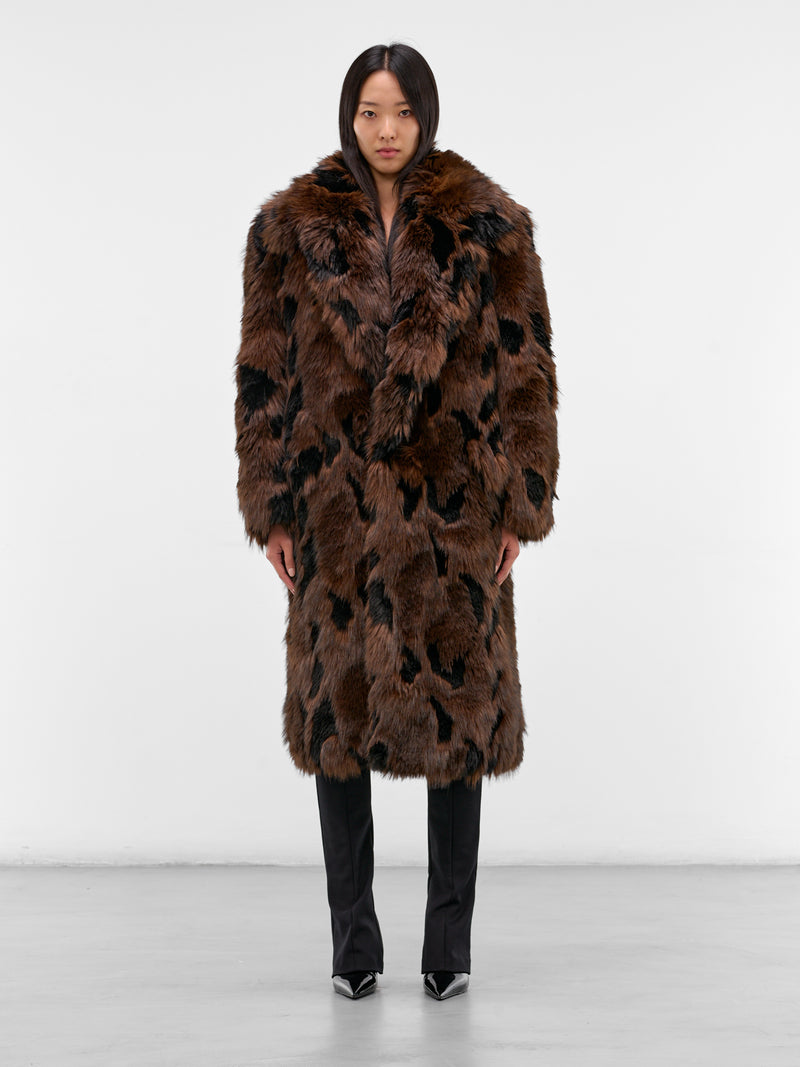 Brown Animalier Faux Fur Coat (JP-C008-BLACK-BROWN)