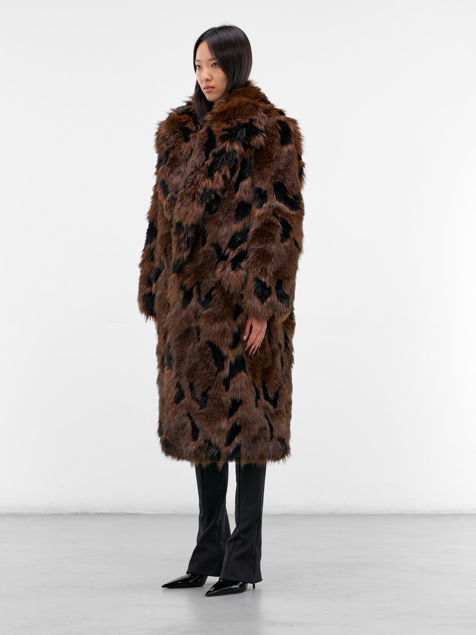 Brown Animalier Faux Fur Coat (JP-C008-BLACK-BROWN)