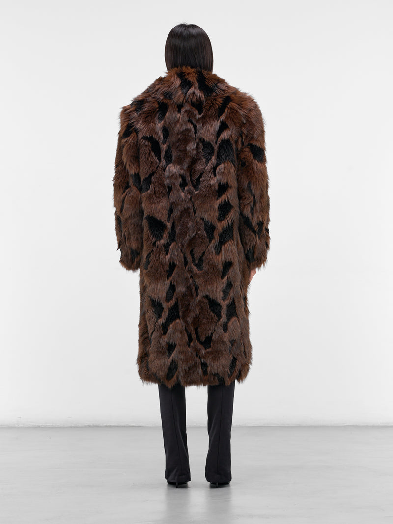Brown Animalier Faux Fur Coat (JP-C008-BLACK-BROWN)